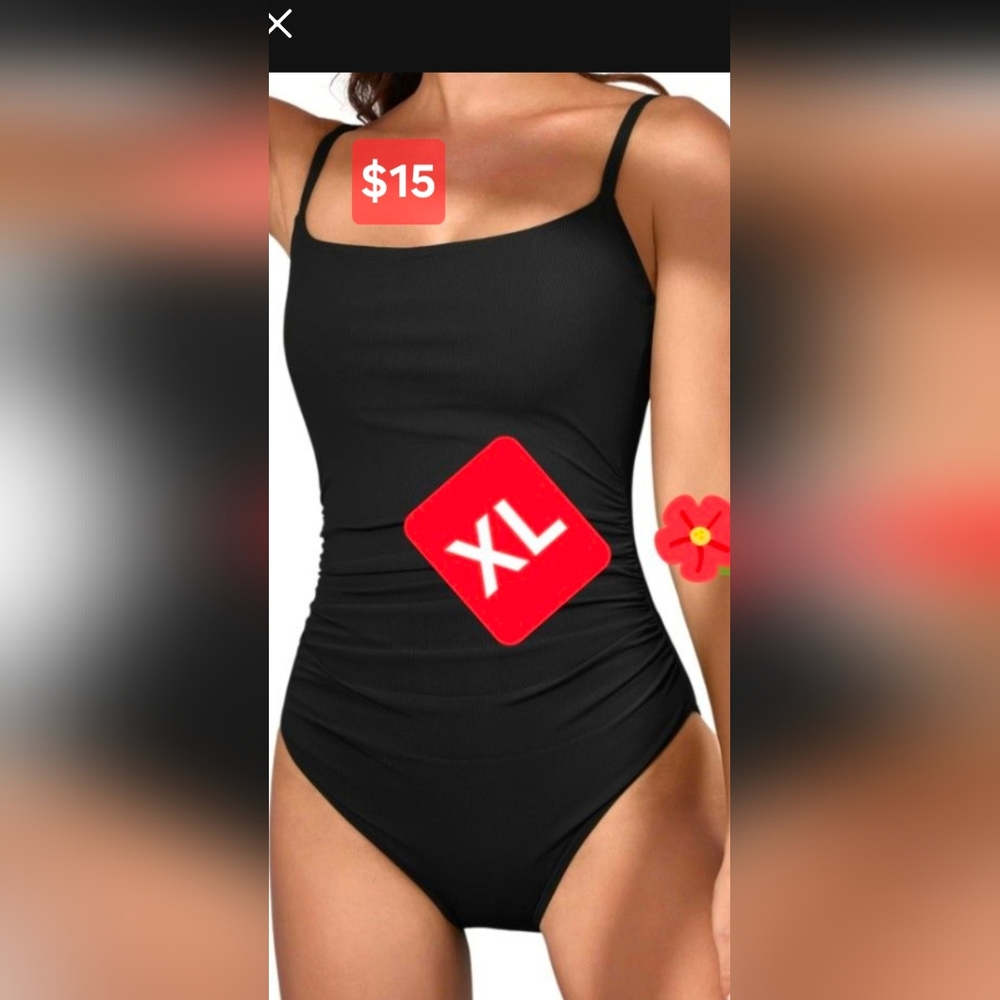 Black Womens One Piece Swimsuit XL